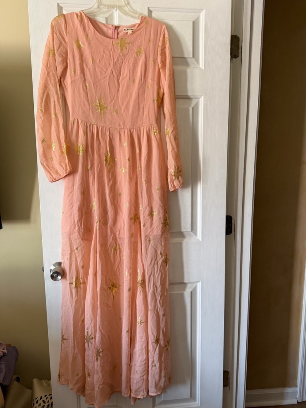 For Love and Lemons Gilded Star maxi dress. Size small. Peachy pink and gold - Picture 5 of 9